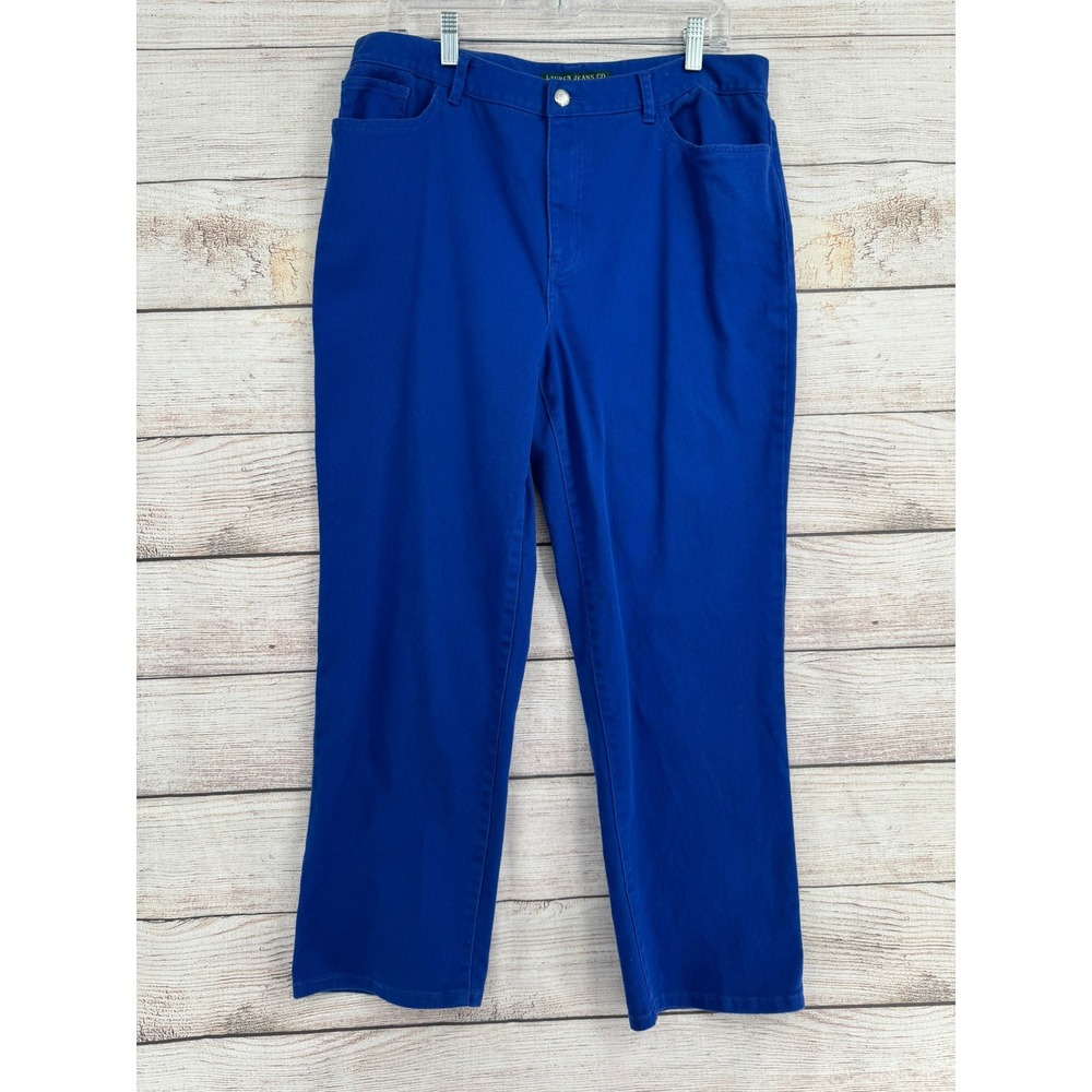 Lauren Jeans Co. Pants Womens 14 Blue Straight Leg Cotton Blend Stretch